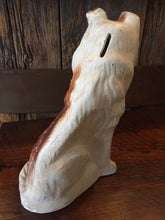 Load image into Gallery viewer, Chalkware collie dog coin bank