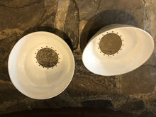 Load image into Gallery viewer, Pair of white enamel barn light shades
